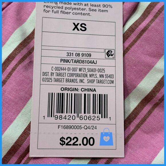 XS - Womens Tube Mini Wrap Dress - Wild Fable - Berry Pink Striped - Picture 3 of 6